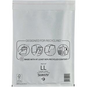 Mail Lite Bubble Lined Postal Bag Size LL 230x330mm White (Pack of 50) MAIL LITE LL