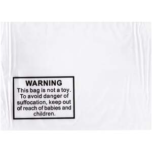 Tenzapac 230 x 340mm Self Seal Bags (printed Child Warning Notice)
