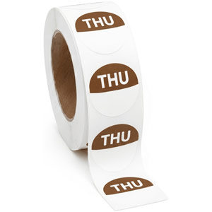 Day Dot Labels Thursday Brown 25mm 1000/Roll