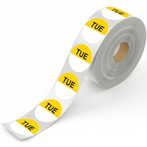 Day Dot Labels Tuesday Yellow 25mm 1000/Roll