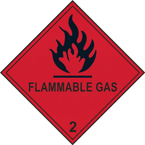 Hazard Warning Label Flammable Gas 2 - Red - 100 x 100mm