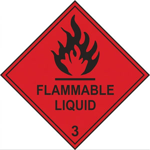 Hazard Warning Label Flammable Liquid 3 - Red - 100 x 100mm