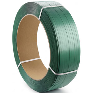 Polyester Embossed Hand Strapping, 15.5mmx0.6mmx2000m, Cardboard Core 170x400mm, 290kg Breaking Strain, Green