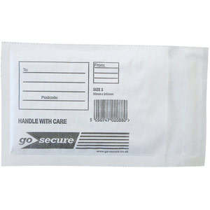 GoSecure Bubble Envelope Size 1 Internal Dimensions 90x145mm White (Pack of 100) KF71447