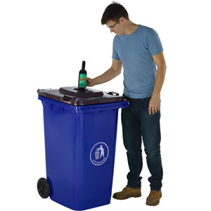 Yellow Wheeled Bins with Grey Bottle Hole Lid