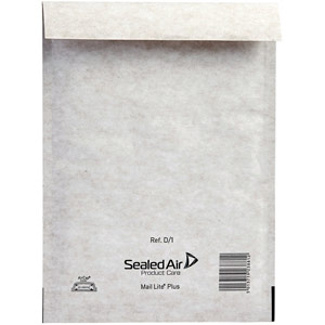 Mail Lite + Bubble Lined Postal Bag Size D/1 180x260mm Oyster White (Pack of 100) MLPD/1