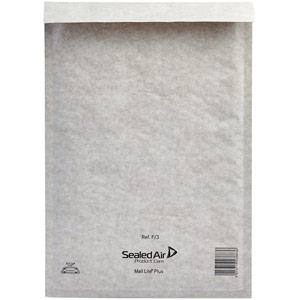 Mail Lite + Bubble Lined Postal Bag Size F/3 220x330mm Oyster White (Pack of 50) MLPF/3