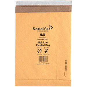 Mail Lite Padded Postal Bag Size H/5 264x374mm Gold (50 Pack) 100943511