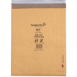 Mail Lite Padded Postal Bag Size K/7 365x476mm Gold (50 Pack) 100943514