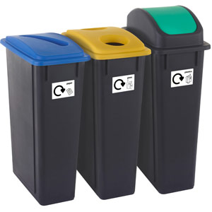 Set of 3 Plastic Recycling Bins